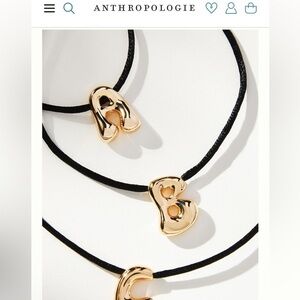 NEW Anthropologie Corded Bubble Letter Monogram Necklace in 14kt gold pl…​​